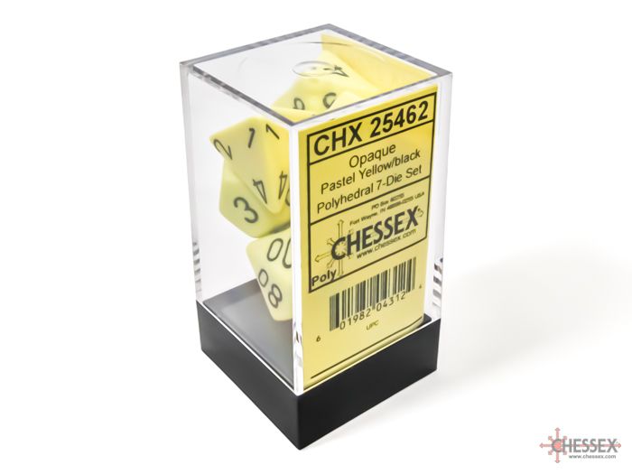 Opaque Polyhedral Pastel Yellow/black 7-Die Set (CHX 25462)