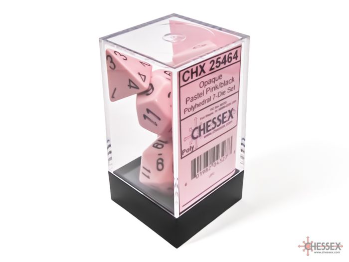 Opaque Polyhedral Pastel Pink/black 7-Die Set (CHX 25464)