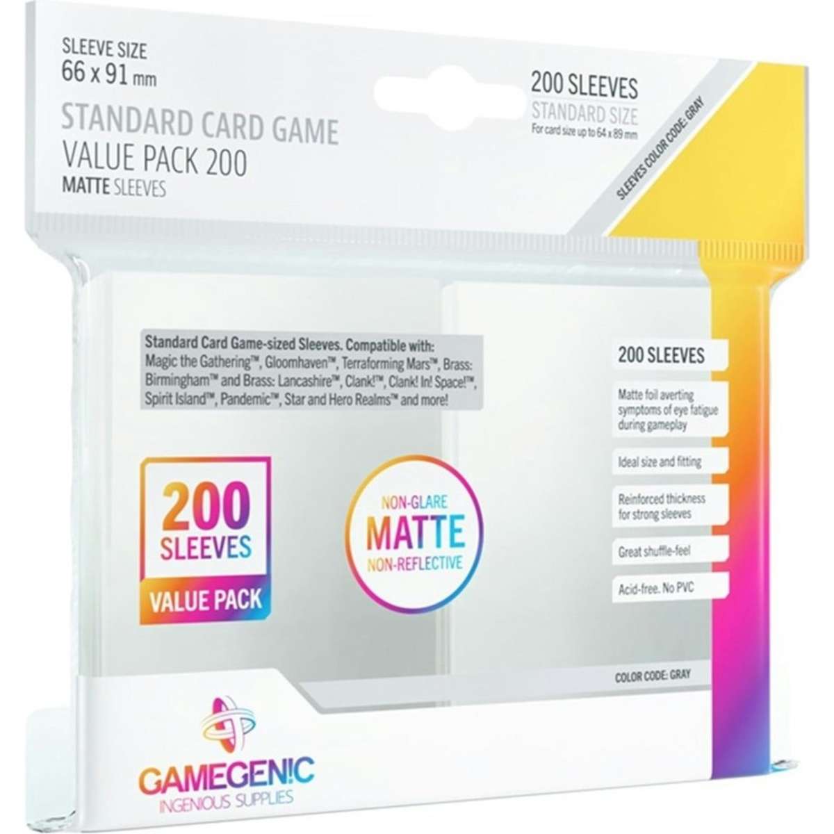 Gamegenic Matte Standard Card Game Sleeves (200 Sleeves)