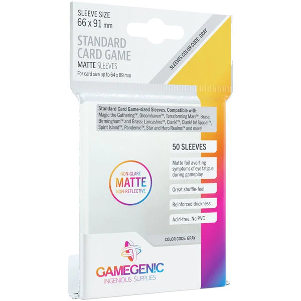 
                  
                    Gamegenic Matte Board Game Sleeves (66mm x 91mm) (50 Sleeves) - Gray
                  
                