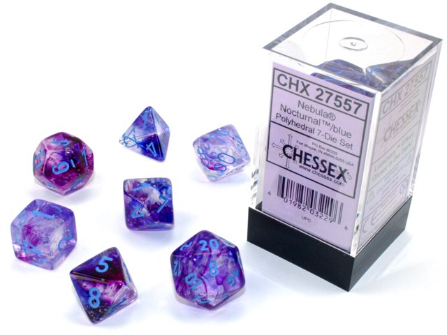 Nebula Polyhedral Nocturnal/Blue Luminary 7-Die Set (CHX 27557)