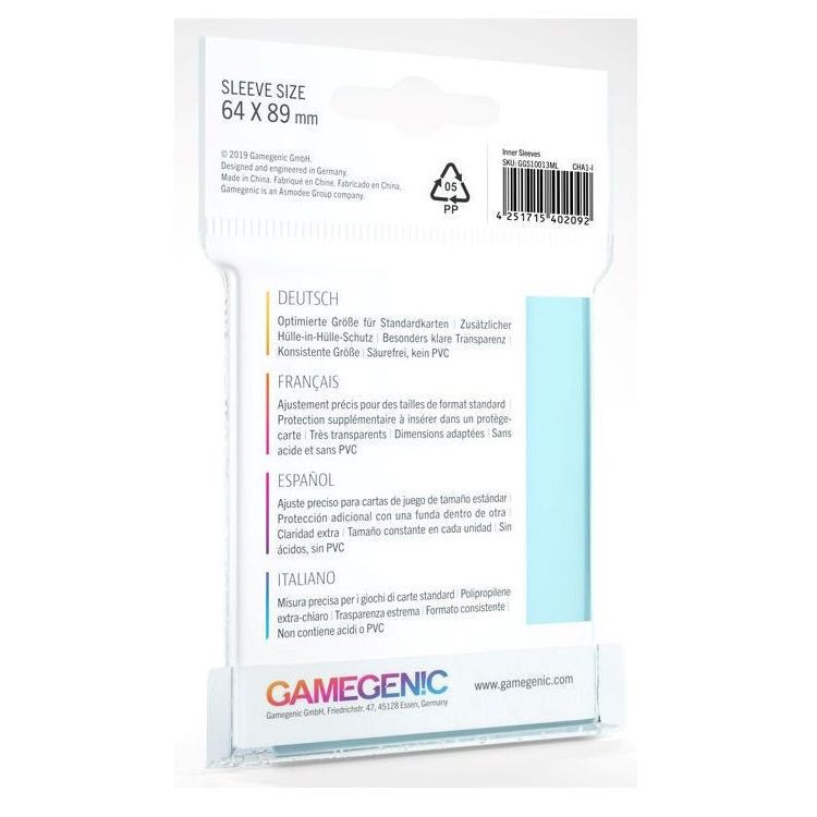 
                  
                    Gamegenic Inner Card Sleeves (64mm x 89mm) (100 Sleeves)
                  
                